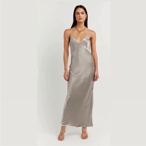 DISSH Dresses & Skirts - DISSH SIMONE Pearl Champagne Satin Slip Midi Maxi Cocktail Dress Formal Gown